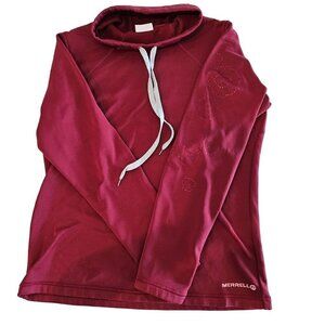 Merrell Women's Pullover Long Sleeve Floral Detail Burgundy Opti-Wick Top Size M